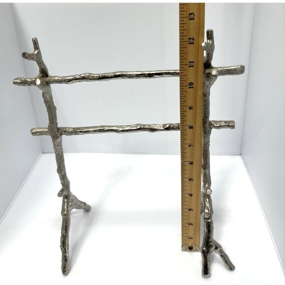 Silver Branch Tree Jewelry Stand 3 Bars Bracelets Rings Organizer Display Rack - Picture 3 of 9